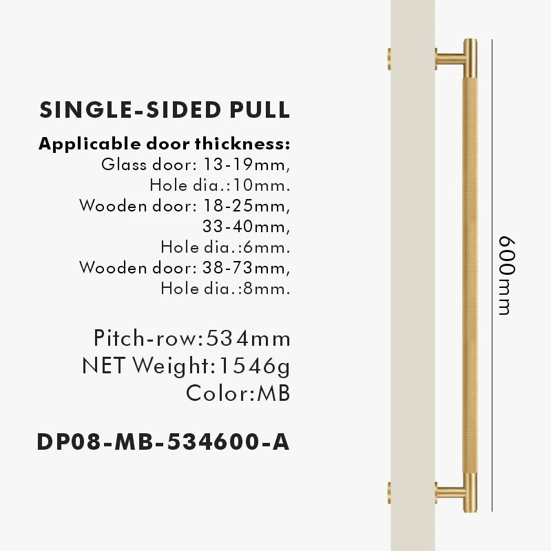 Nurlin Brass Door Double Sided Knurled Pull Bar