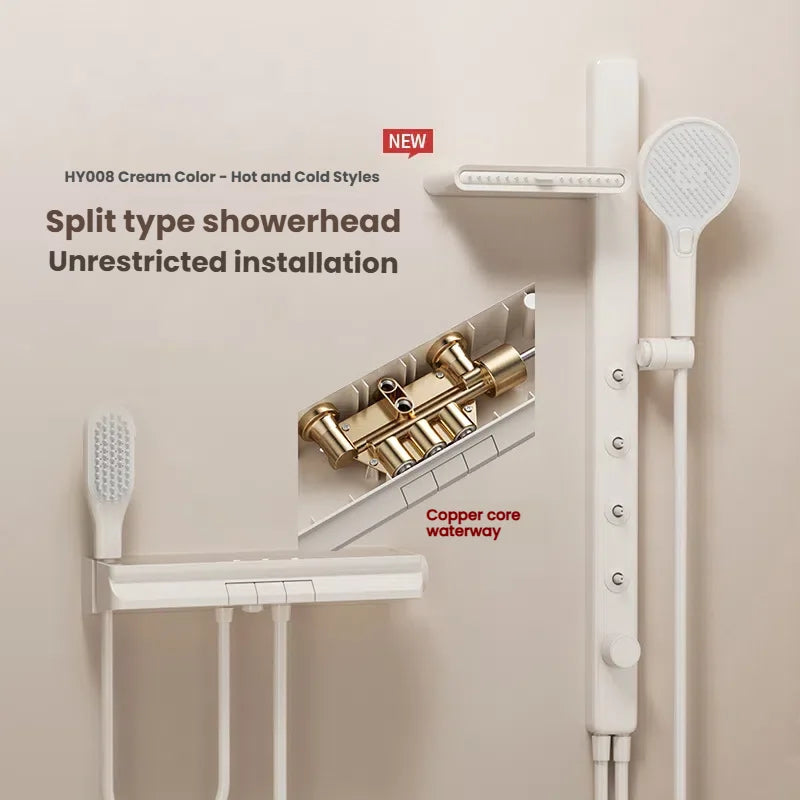 Gun Grey Bathroom Shower System Shoulder Waist Spouts