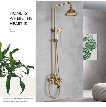 Golden Shower Bathroom Bath Shower Faucet Brass Swivel
