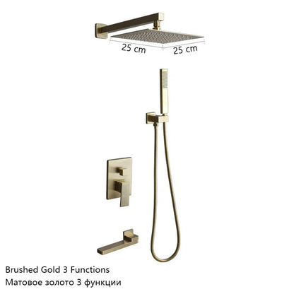 Gray Hidden Shower System Concealed Rainfall Bathroom Shower