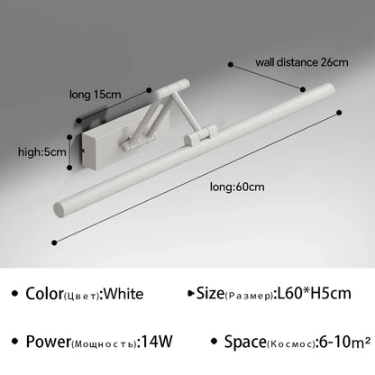 Modern Led Wall Lamp Bathroom Mirror Lamp Retractable