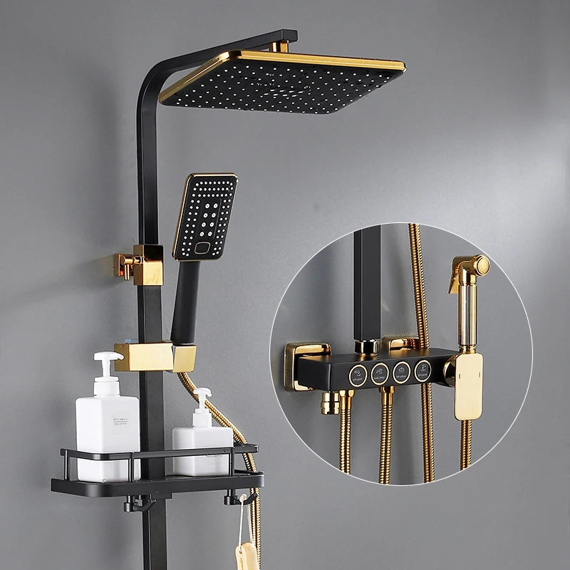 Luxury Cold Digital Bathroom Shower System Thermostatic Brass