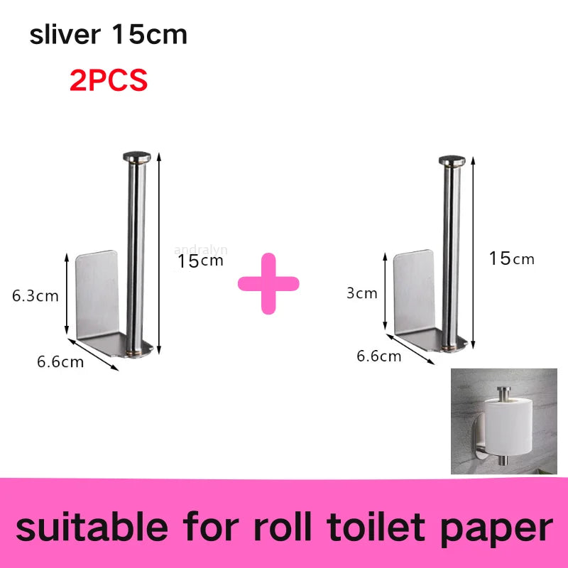 Adhesive Toilet Paper Holder Wall Mount Bathroom Silver