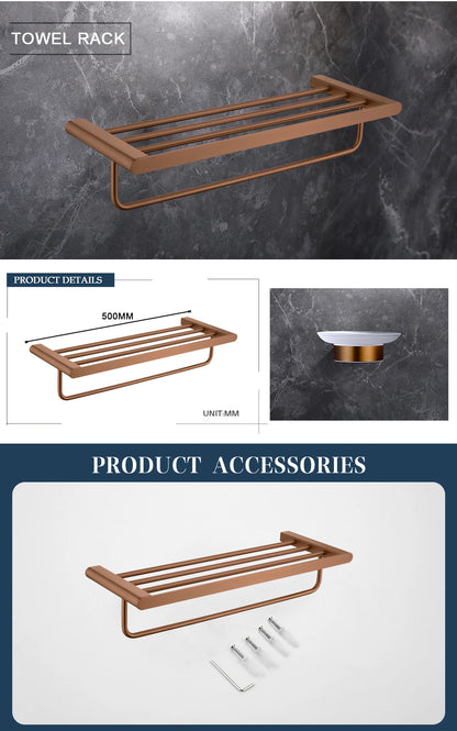 Brushed Rose Gold Wall Mount Shelf Toilet Bath