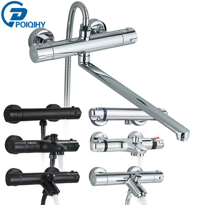 Chrome Mixer Thermostat Wall Mounted Thermostatic Shower Brass