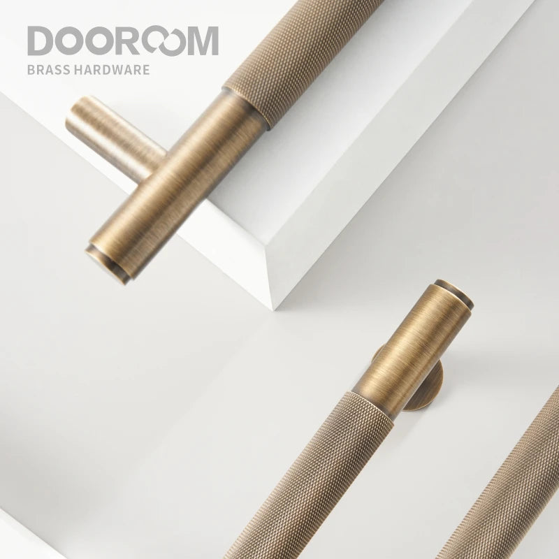 Dooroom Antique Brass Door Double Sided Knurled Pull