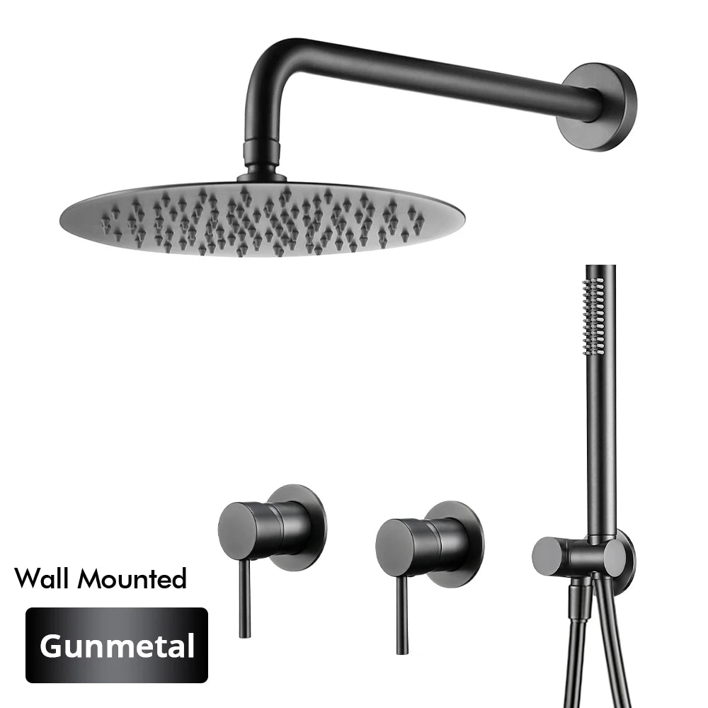 Rainfall Shower Rose Gold Wall Mounted Bathroom Shower
