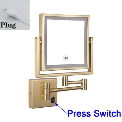 Led Bathroom Mirror 3x Magnifying Dual Arm Extendable