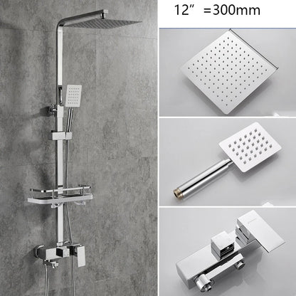 Sinlaku Rainfall Bathroom Shower Faucet Rack Shelf Bathtub