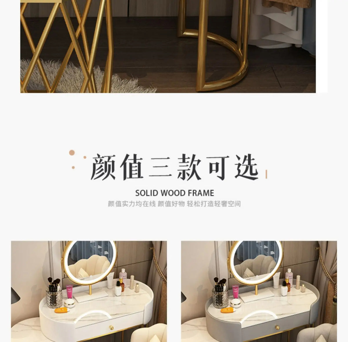 Pink White Vanity Table Women Luxury Nail European