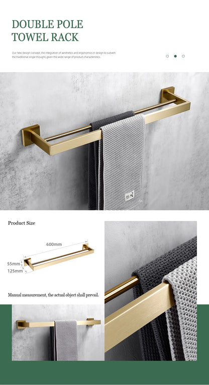 Matte Gold Towel Rack 304 Stainless Steel Towel