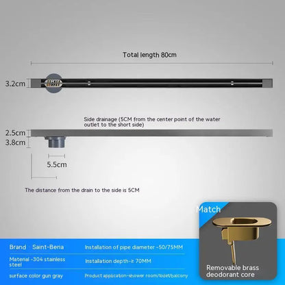2cm Wide Floor Drain Stainless Steel Linear Narrow