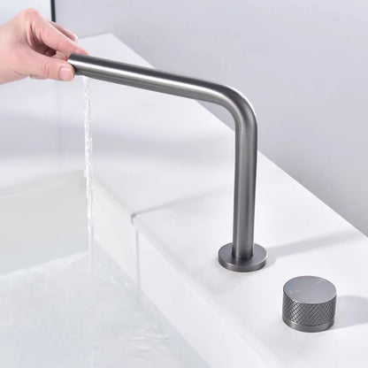 Brushed Rose Gold Basin Faucet Two Holes Gun