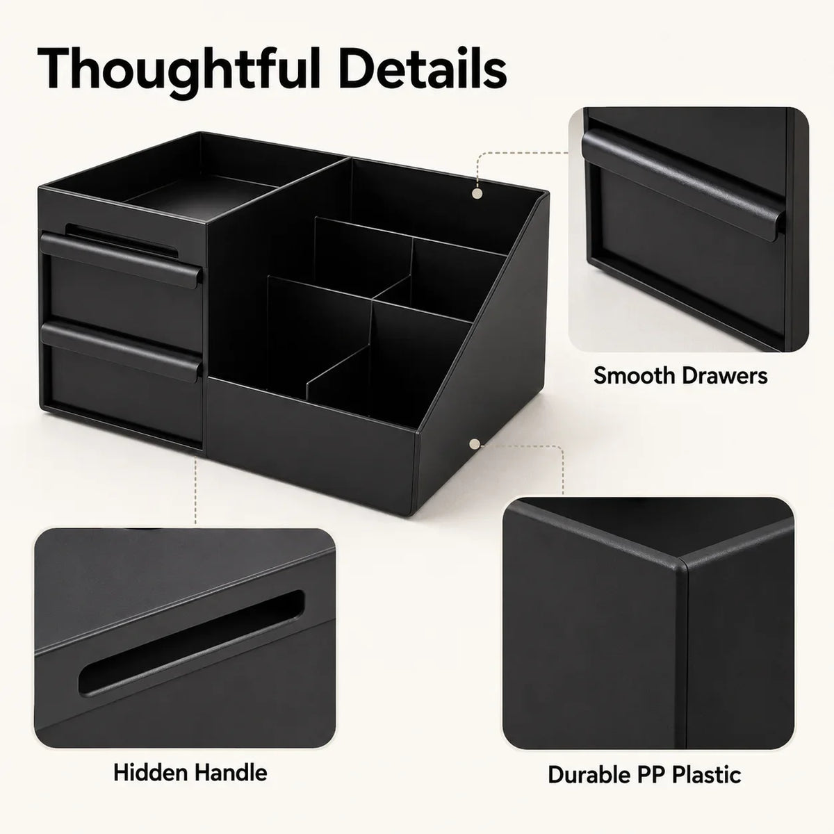 Desktop Makeup Organizer Box Drawers Small Items Jewelry