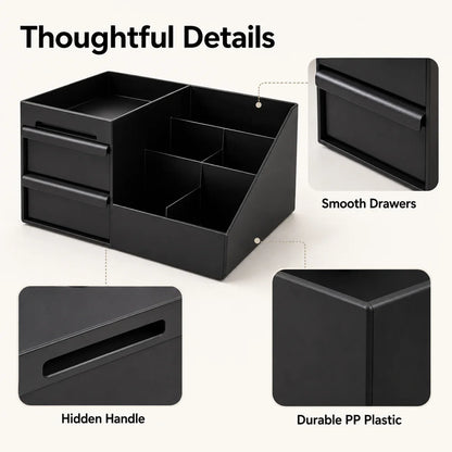 Desktop Makeup Organizer Box Drawers Small Items Jewelry