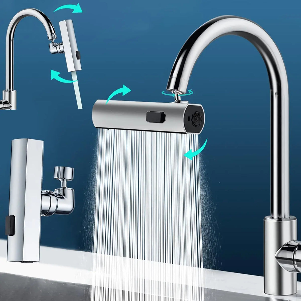 Universal Nozzle 360 Rotating Feather Waterfall Faucet