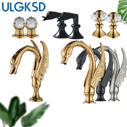 Golden Bathroom Faucet Swan/Bird Shape Basin Faucet Tap