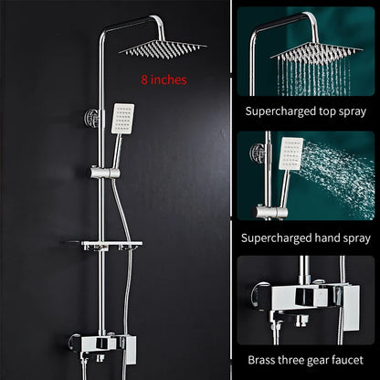 Bathroom Shower Black/Chrome Plated Circular Copper Pressure
