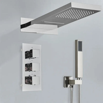 Thermostatic Shower Brushed Gold Bathroom Faucet Cold Mixer
