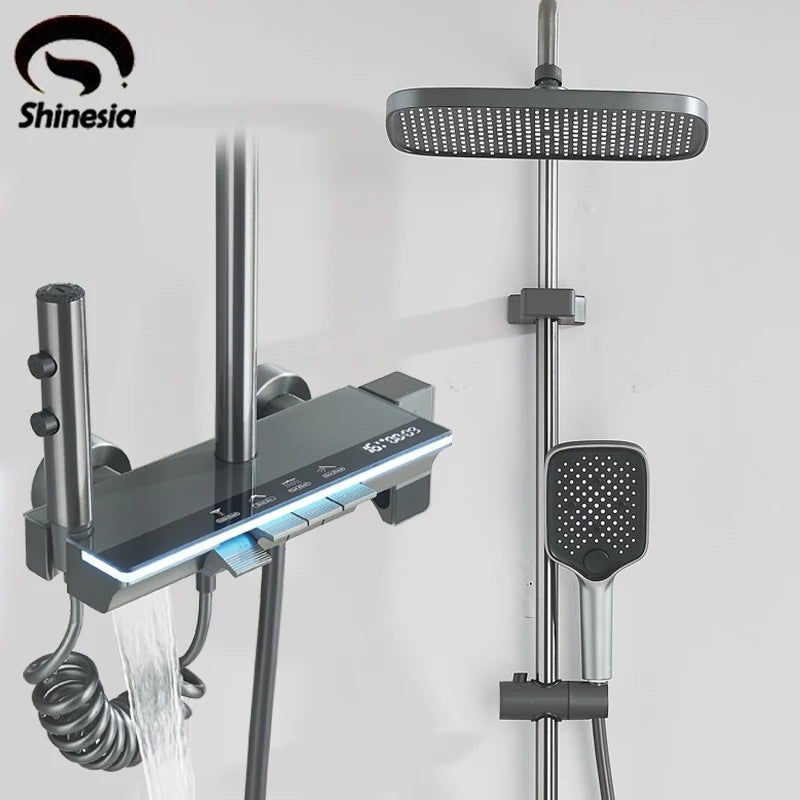 Shinesia Gray Rainfall Shower System Aluminium Tropical Shower