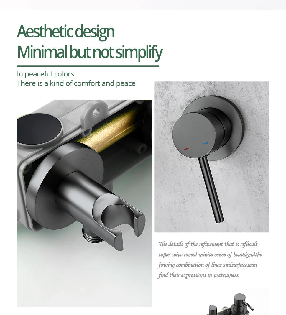 Gunmetal Shower Faucet 8-16 Wall Mounted Concealed Control