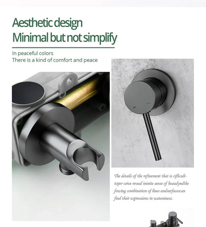 Gunmetal Shower Faucet 8-16 Wall Mounted Concealed Control