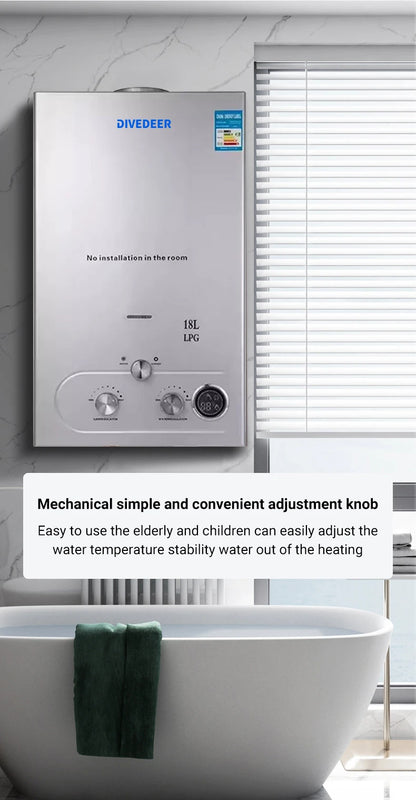 Divedeer Lpg Gas Water Heater 6l/8l/10l/12l/16l/18l Appliance