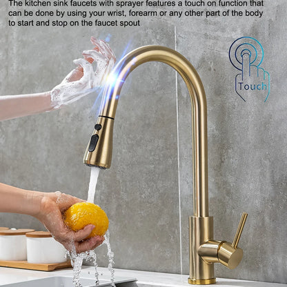 Smart Touch Sink Faucets Stainless Steel Pull Out
