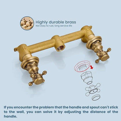 Kemaidi Bathroom Faucet Antique Brass Wall Mounted Bathroom