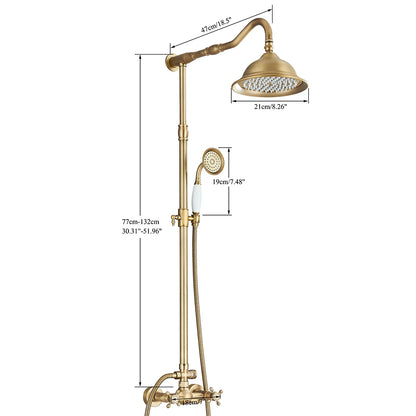 Quyanre Antique Brass Shower Faucets Wall Mount Rainfall
