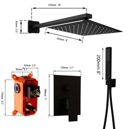 Kemaid Matte Black Rainfall Shower Faucet Systerm W/