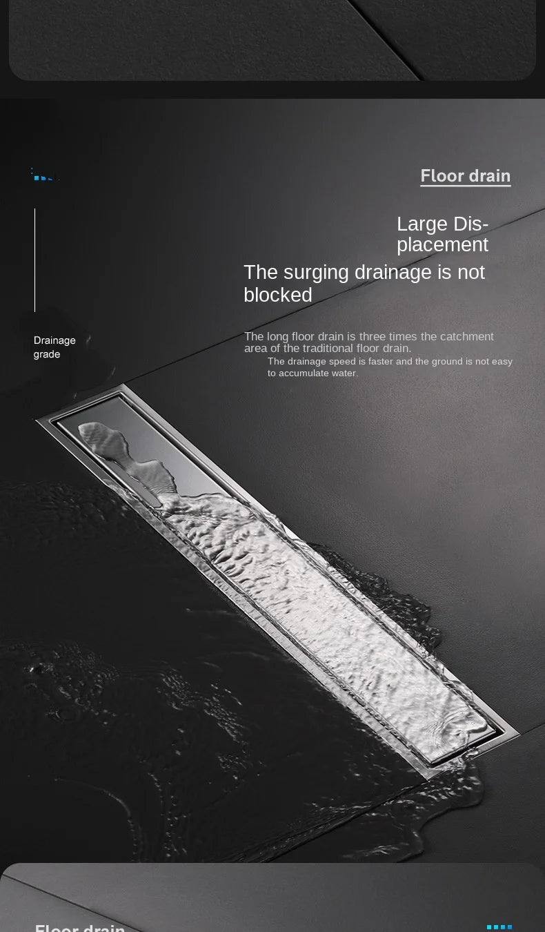 Luxury Hidden 304 Stainless Steel Rectangular Floor Drain