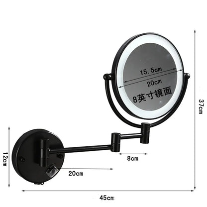 Bathroom Makeup Mirrors Black/Brushed Gold Brass Wall Extending