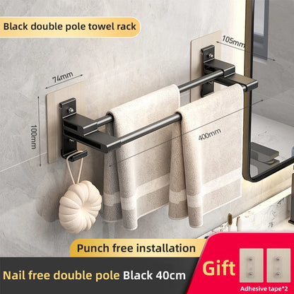 Bathroom Towel Rack Without Drilling Space Aluminum Shower