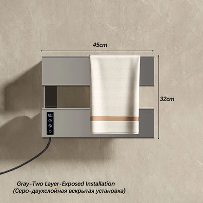 White Electric Heated Towel Rail Smart Temperature Time