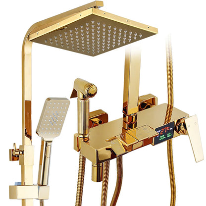 Brushed Gold Thermostatic Digital Bathroom Shower Inch Rain