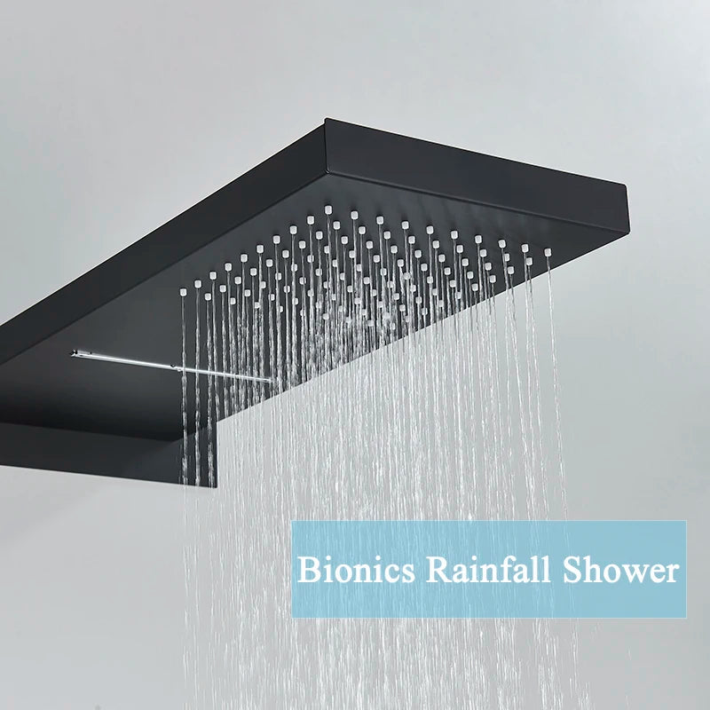 Thermostatic Shower Faucet Wall Concealed Waterfall Rainfall