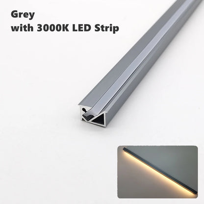 Ultra-Thin Hidden Recessed Cabinet Bar Light 45 Degree