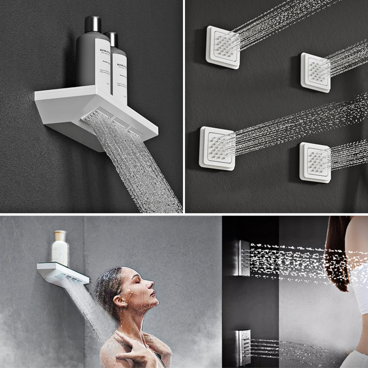 Gun Gray Brass Ceiling Constant Temperature Shower System