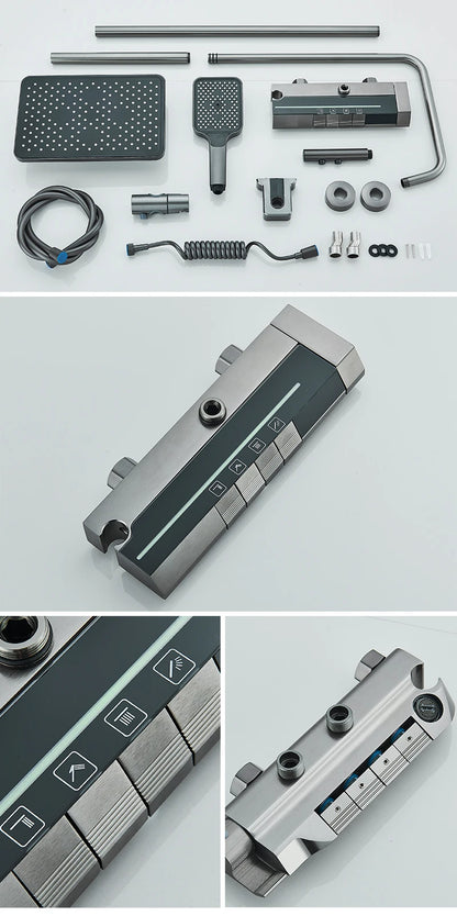 Rozin Gray Bathroom Shower Faucet Smart Digital Display