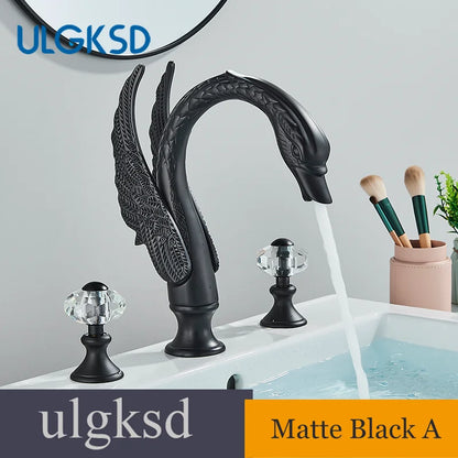 Golden Bathroom Faucet Swan/Bird Shape Basin Faucet Tap