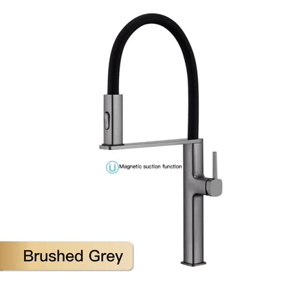 Luxury Black Brass Faucet Simple Design Magnetic Suction