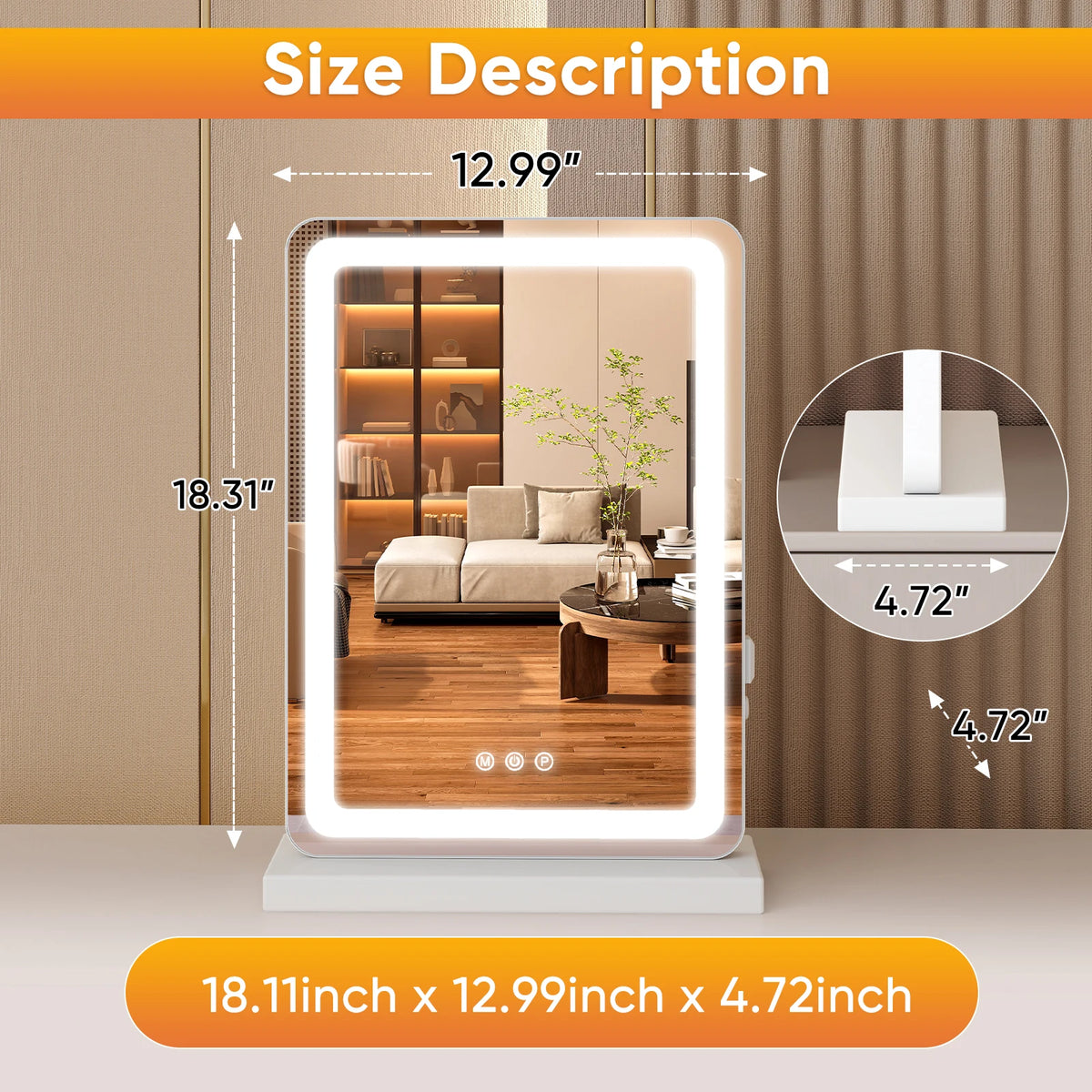 Mcq Rectangle Led Vanity Mirror Lights Usb Charging