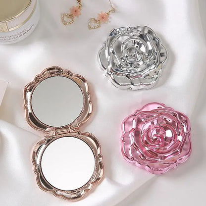 Double Sided Pocket Mirror Retro Rose Pattern Compact
