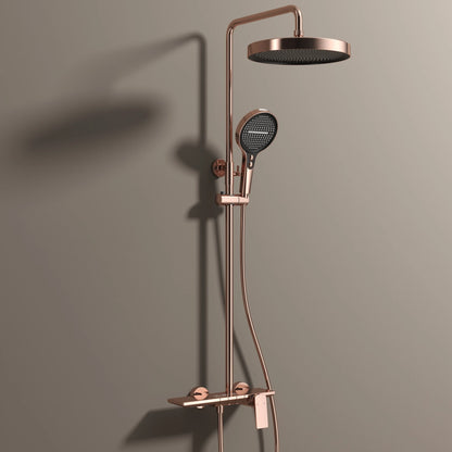 Rose Gold Piano Bathroom Shower System Solid Brass