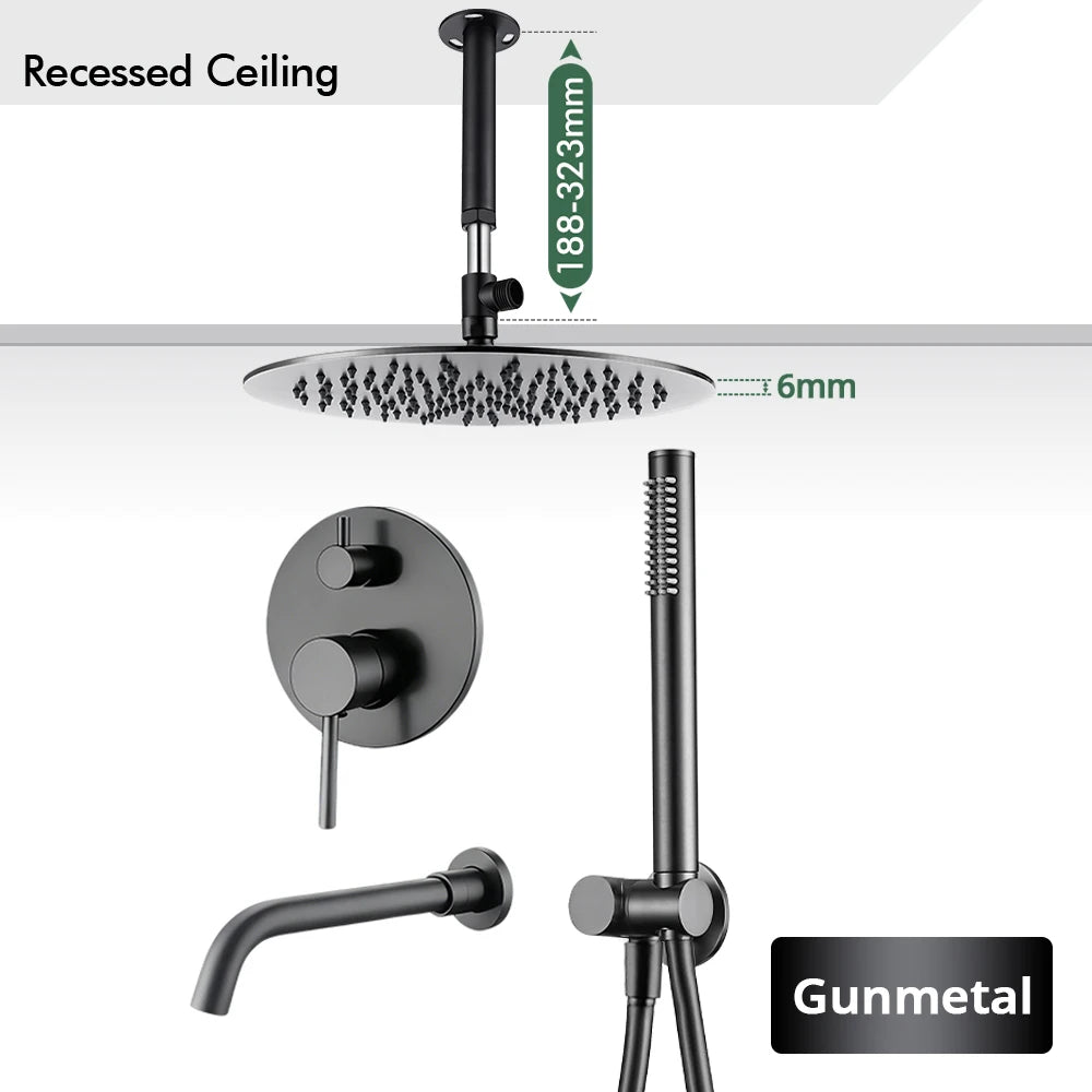 Bathroom Faucet Shower Mixer Tap Spout Black Solid