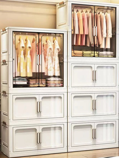 Multi-Functional Folding Storage Cabinet Doors White/Black/Gray