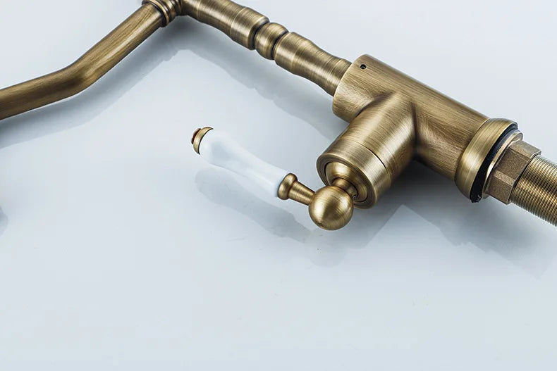 Brass Faucet Ceramic Handle Deck Mount Bathroom Basin