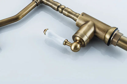 Brass Faucet Ceramic Handle Deck Mount Bathroom Basin