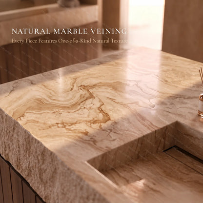 Any Size Custom Vintage Travertine Double Undermount Sink